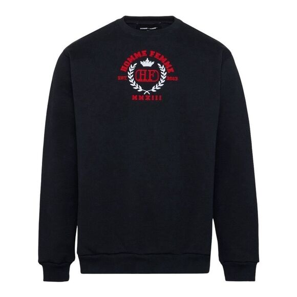HOMME + FEMME embroidered royal crest crewneck pullover sweater London black 2XL - Picture 1 of 12